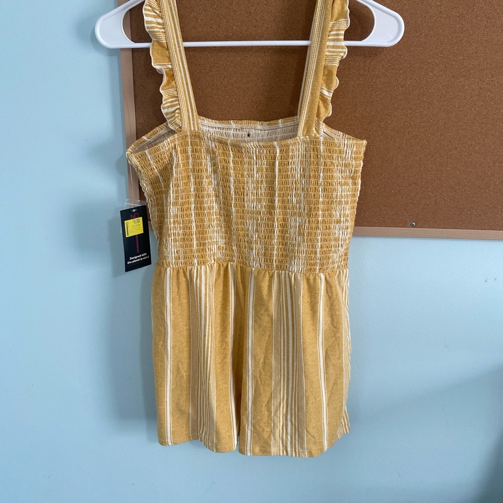 No Boundaries Mustard and White Striped Tank Top - Picture 2 of 3
